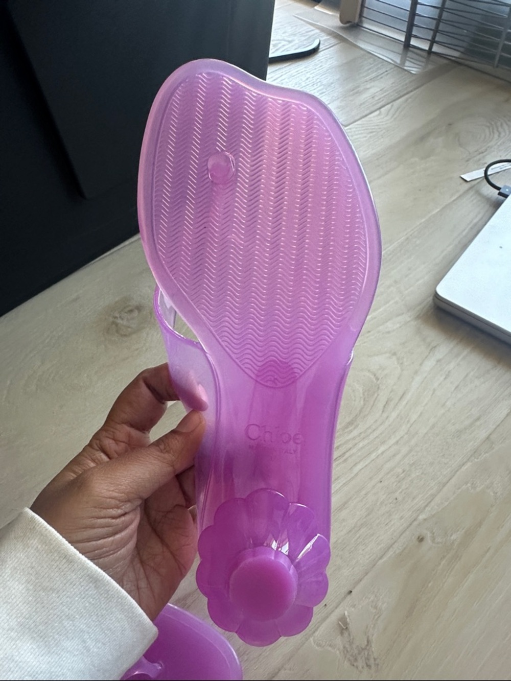 Chloé Translucent Pink Jelly T-Strap Ankle Sandals - Picture 5 of 5